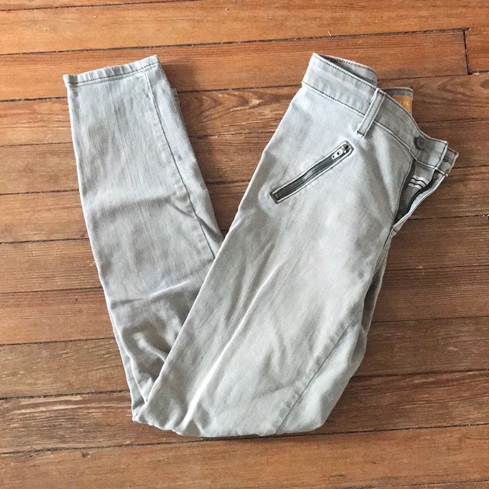 Light gray, green slim cut jeans